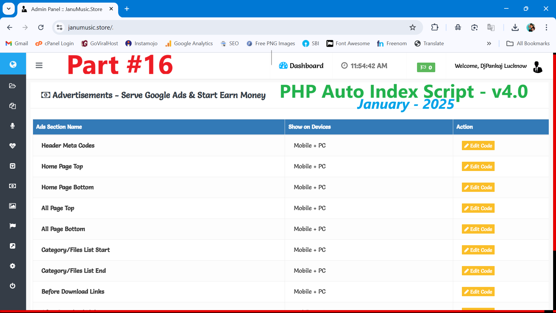 Latest PHP Auto Index Script V4.0 { 2025 } - How To Add Edit Ads Text Code In Advertisements In Part 16.mp4